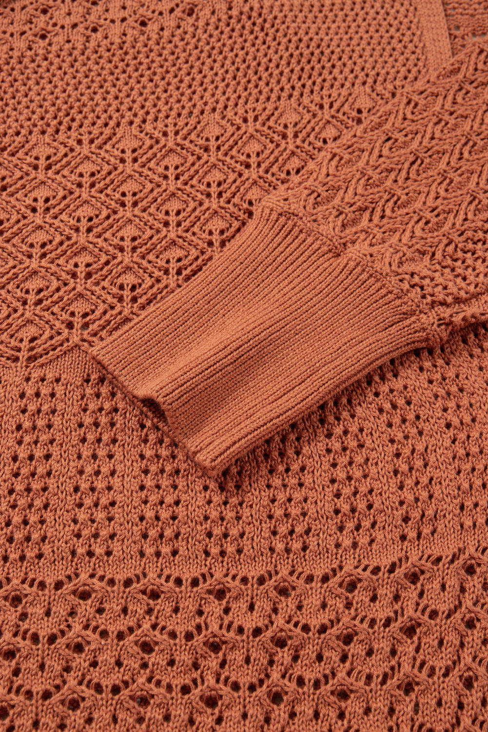 Redwood Burl Mixed Pattern Knitted Open Front Plus Cardigan Dear-Lover Dropshipping